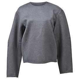 Céline Celine Oversized Pullover mit Rundhalsausschnitt aus grauer Wolle Grau