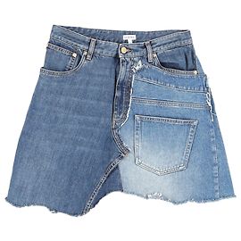 Loewe Patchwork-Jeansrock aus blauer Baumwolle Blau Hellblau