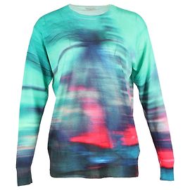 Suéter tie-dye em lã merino turquesa de Dries Van Noten Multicor