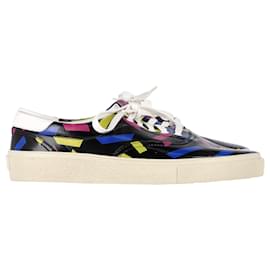 Saint Laurent-Saint Laurent Printed Low Top Snekaers in Black Leather-Other