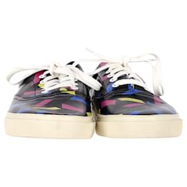 Saint Laurent-Saint Laurent Printed Low Top Snekaers in Black Leather-Other