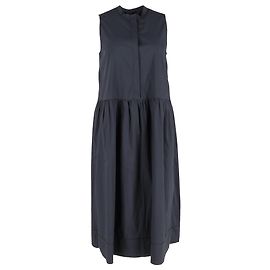 The row Il vestito midi a collo rotondo in cotone blu navy Blu Blu navy