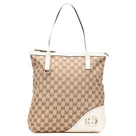 Gucci Beige GG Canvas Britt Tote Beige