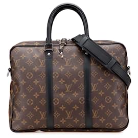 Louis Vuitton-Louis Vuitton Brown Monogram Macassar Porte Documents Voyage-Brown