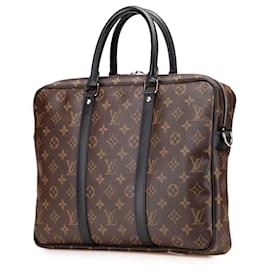 Louis Vuitton-Louis Vuitton Brown Monogram Macassar Porte Documents Voyage-Brown