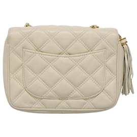 Givenchy-GIVENCHY Chain Shoulder Bag Leather White Gold Auth 124695-White,Golden