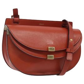 Chloé Borsa a spalla in pelle marrone e oro Chloe Georgia Auth 125208 Marrone D'oro