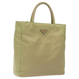 PRADA Bolso de mano de nailon beige Auth BA2425 Beige