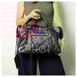 Balenciaga-City Leather Shoulder Bag Black-Black