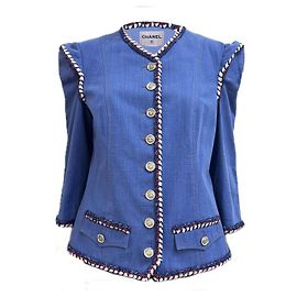 Chanel Barocke Opulenz Denimjacke Paris / Versailles 42 FR Blau