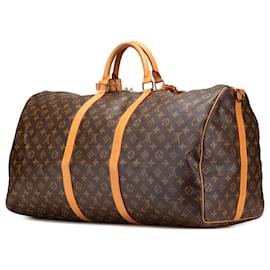 Louis Vuitton-Louis Vuitton Brown Monogram Keepall Bandouliere 60-Brown