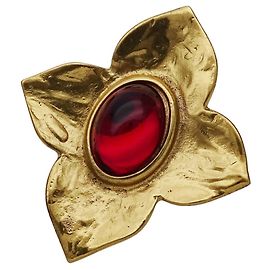 Spilla Fiore Oro e Rosso Yves Saint Laurent Rosso D'oro
