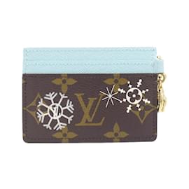 Louis Vuitton-Louis Vuitton Monogram Porte Carte LV Charm-Brown,Blue,Monogram
