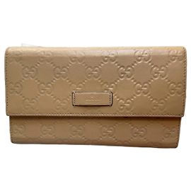 Gucci Leather Wallet Beige Beige