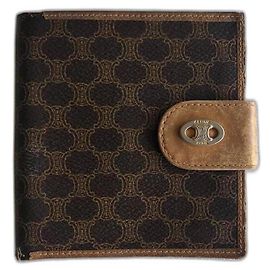 Portafoglio Céline Macadam Marrone e Beige Pelle Marrone Beige Caramello
