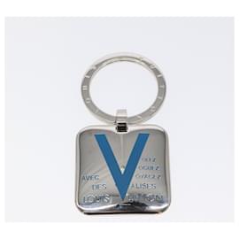 Louis Vuitton-LOUIS VUITTON Voyage Key Chain Key Ring Metal Silver M66950 LV Auth SW877-Silvery