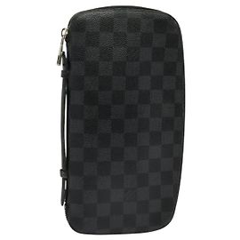LOUIS VUITTON Organizer Damier Graphite Custodia da Viaggio N48255 LV Auth 123607 Damier ebene