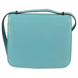 Hermès-HERMES Constance Mini 18 Sac à épaule en cuir bleu clair argent Auth PP593M-Argenté,Bleu clair