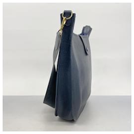 Hermès-Sac à épaule Hermes Evelyn 1GM en cuir Fjord marine-Bleu Marine