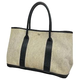 Hermès-Sac Tote Hermes Jardin PM Toile H Noir-Noir