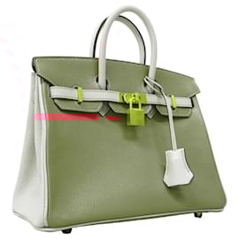 Hermès-Sac à main Hermes Birkin 25-Rose,Gris