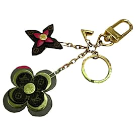 Louis Vuitton-Louis Vuitton Keychain Porto Cle Blooming Flower-Brown,Pink,Red,Golden