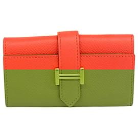 Hermès-Étui à clés Hermes Bearn Veau Epsom Rose Jaipur-Rose