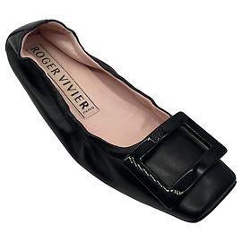 Roger Vivier Sapatilhas de couro preto Viv Pockette Preto