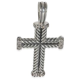 Pendente a croce in chevron in argento sterling con diamanti David Yurman Altro