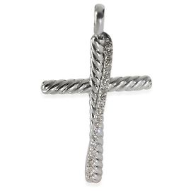 Pingente cruzado em cruz de prata esterlina com diamantes David Yurman Outro