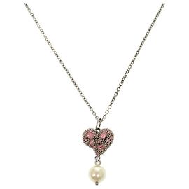Colar rosa com design de coração Miu Miu Prata Rosa