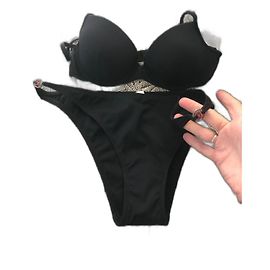 Chanel Zweiteiliger Badeanzug Schwarz Schwarz