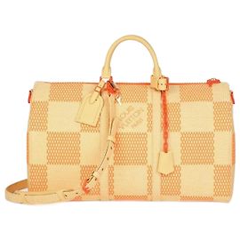 Louis Vuitton Keepall 50 Raffia Umhängetasche Beige Orange