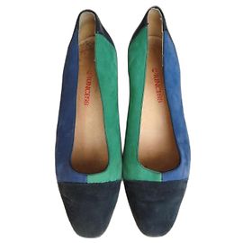 Autre Marque Escarpins Princess en daim bleu et vert Bleu Vert
