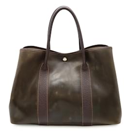 Hermès-Sac Tote PM Hermes Garden-Marron foncé