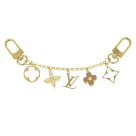 Louis Vuitton-Louis Vuitton Chain Fleur de Monogram Keychain-White,Beige,Golden
