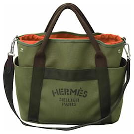 Hermès-Sac de Pansage Groom de Hermès-Rouge,Orange,Kaki
