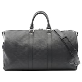 Louis Vuitton-Louis Vuitton Black Damier Infini Keepall Bandouliere 45-Black