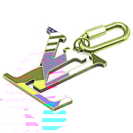 Louis Vuitton-Louis Vuitton Gold Gold Plated LV Flag Key Ring and Bag Charm-Golden