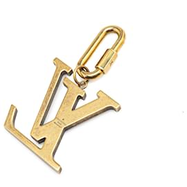 Louis Vuitton-Louis Vuitton Gold Gold Plated LV Flag Key Ring and Bag Charm-Golden