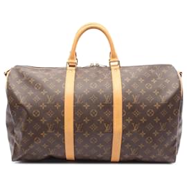 Louis Vuitton-Louis Vuitton Brown Monogram Keepall Bandouliere 50-Brown