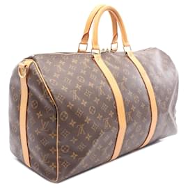 Louis Vuitton-Louis Vuitton Brown Monogram Keepall Bandouliere 50-Brown