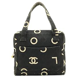 Chanel-Chanel Handbag Tote Bag in Quilted Canvas-Black,Beige