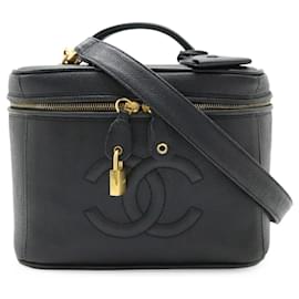 Chanel-Chanel Coco Mark Caviar Skin Vanity Bag-Black