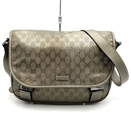 Borsa a Spalla Gucci GG Stampata Marrone Metallico