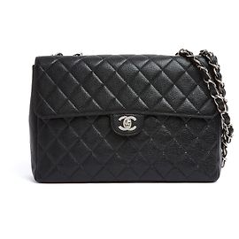 Chanel 2005 Grand Sac Classique CC Black Silver Timeless Classic Maxi Bag Noir