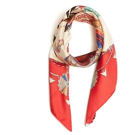 Lenço Quadrado Hermès 90 Pérolas do Quênia 1997 Rybaltchenko Lenço de Twill Hermes Vermelho
