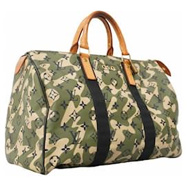 Louis Vuitton-Louis Vuitton Monogrammed Speedy 35 Handbag-Black,Beige,Khaki
