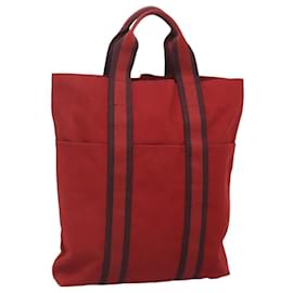 Hermès-HERMES Fourre Tout Cabass Sac Tote Toile Rouge Auth 118769-Rouge