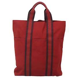 Hermès-HERMES Fourre Tout Cabass Sac Tote Toile Rouge Auth 118769-Rouge
